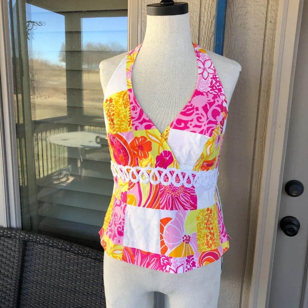 LILLY PULITIZER Vintage Ladies Tie-Back Halter Top - Size 6 - Picture 3 of 10